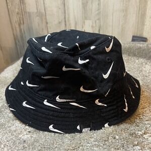 Nike Black-And-White Swoosh Canvas Bucket Hat Toddler Nwot